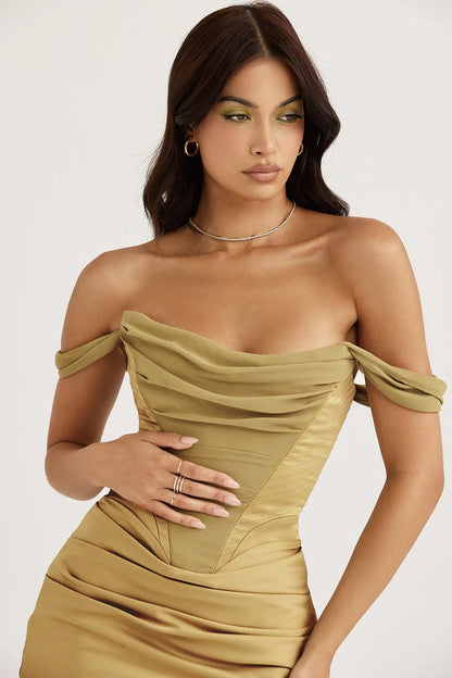 Robe Longue avec Corset Ajusté pour Femme | Idéale pour les Cérémonies et Soirées