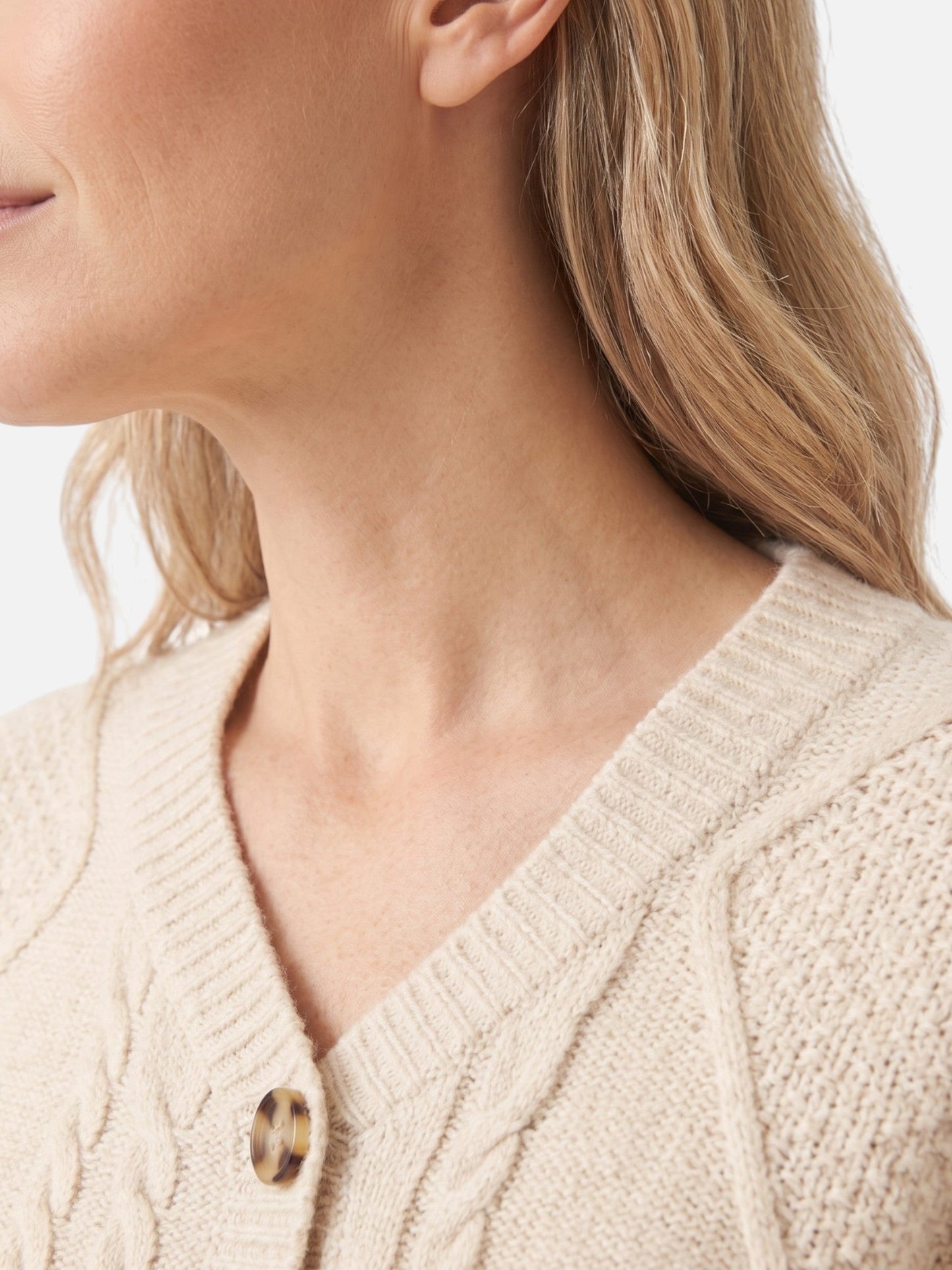 Gilet boutonné à maille torsadée pour femmes