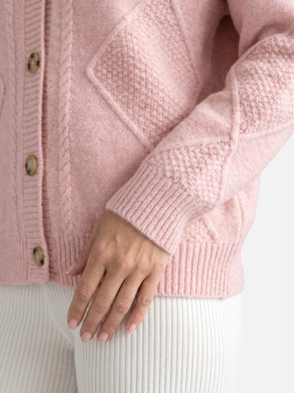 Gilet boutonné à maille torsadée pour femmes