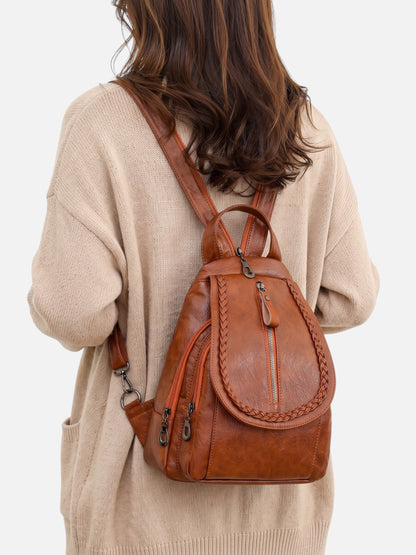 Sac à dos pour femmes à bordure tressée et bretelles réglables | Idéal pour le quotidien et les déplacements