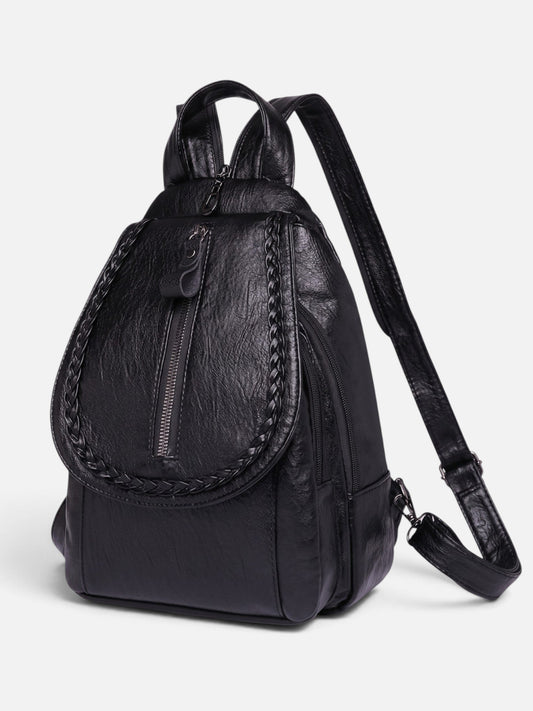 Sac à dos à bordure tressée pour femmes