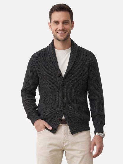 Cardigan boutonné pour hommes à col châle | Idéal pour l'automne et le week-end