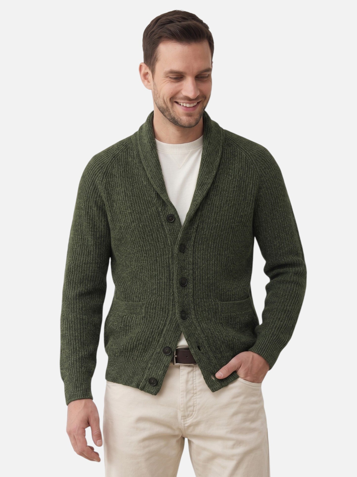 Cardigan boutonné pour hommes à col châle | Idéal pour l'automne et le week-end