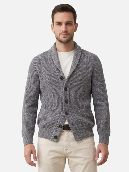 Cardigan boutonné pour hommes à col châle | Idéal pour l'automne et le week-end
