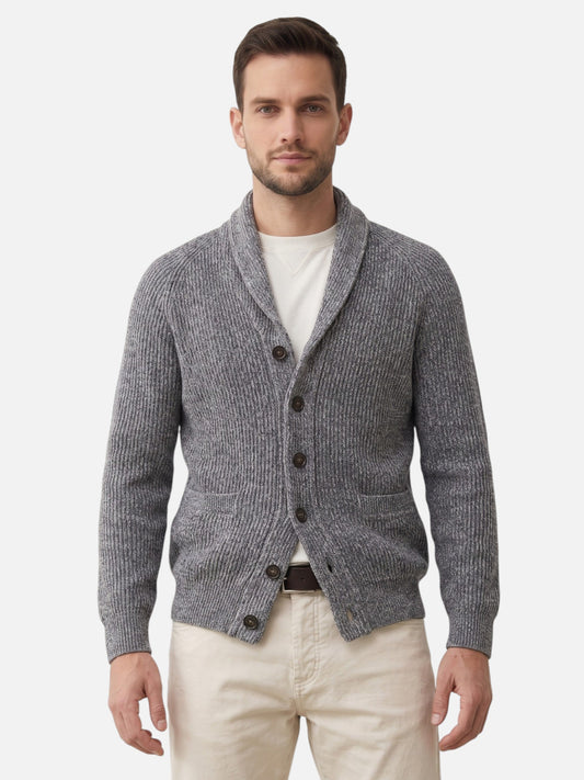 Cardigan boutonné col châle pour hommes