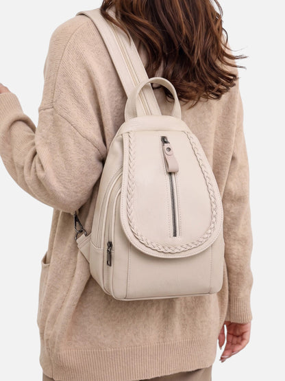 Sac à dos pour femmes à bordure tressée et bretelles réglables | Idéal pour le quotidien et les déplacements