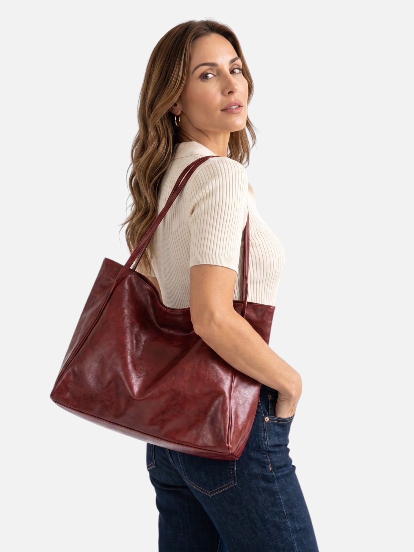 Sac cabas à anses longues pour femmes | Idéal pour le bureau et le quotidien
