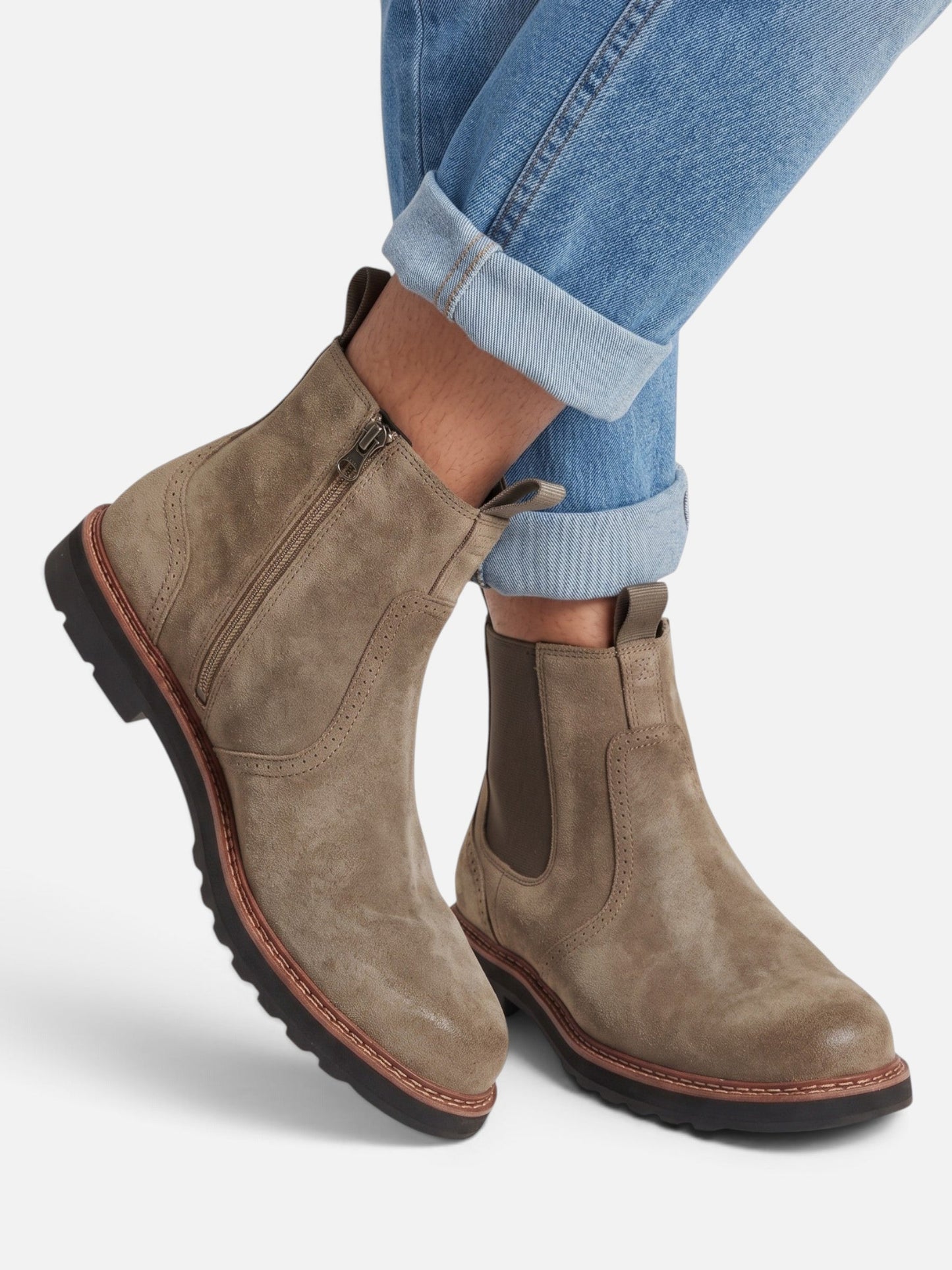 Bottines Chelsea à motif brogue et fermeture éclair pour homme | Idéales pour l'automne