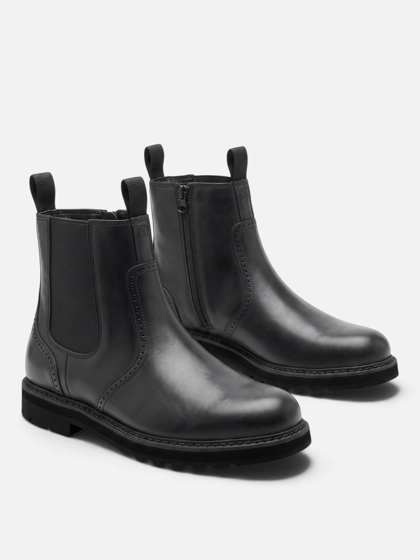 Bottines Chelsea à motif brogue et fermeture éclair pour homme | Idéales pour l'automne