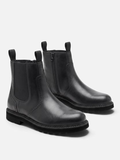 Bottines Chelsea à motif brogue et fermeture éclair pour homme | Idéales pour l'automne