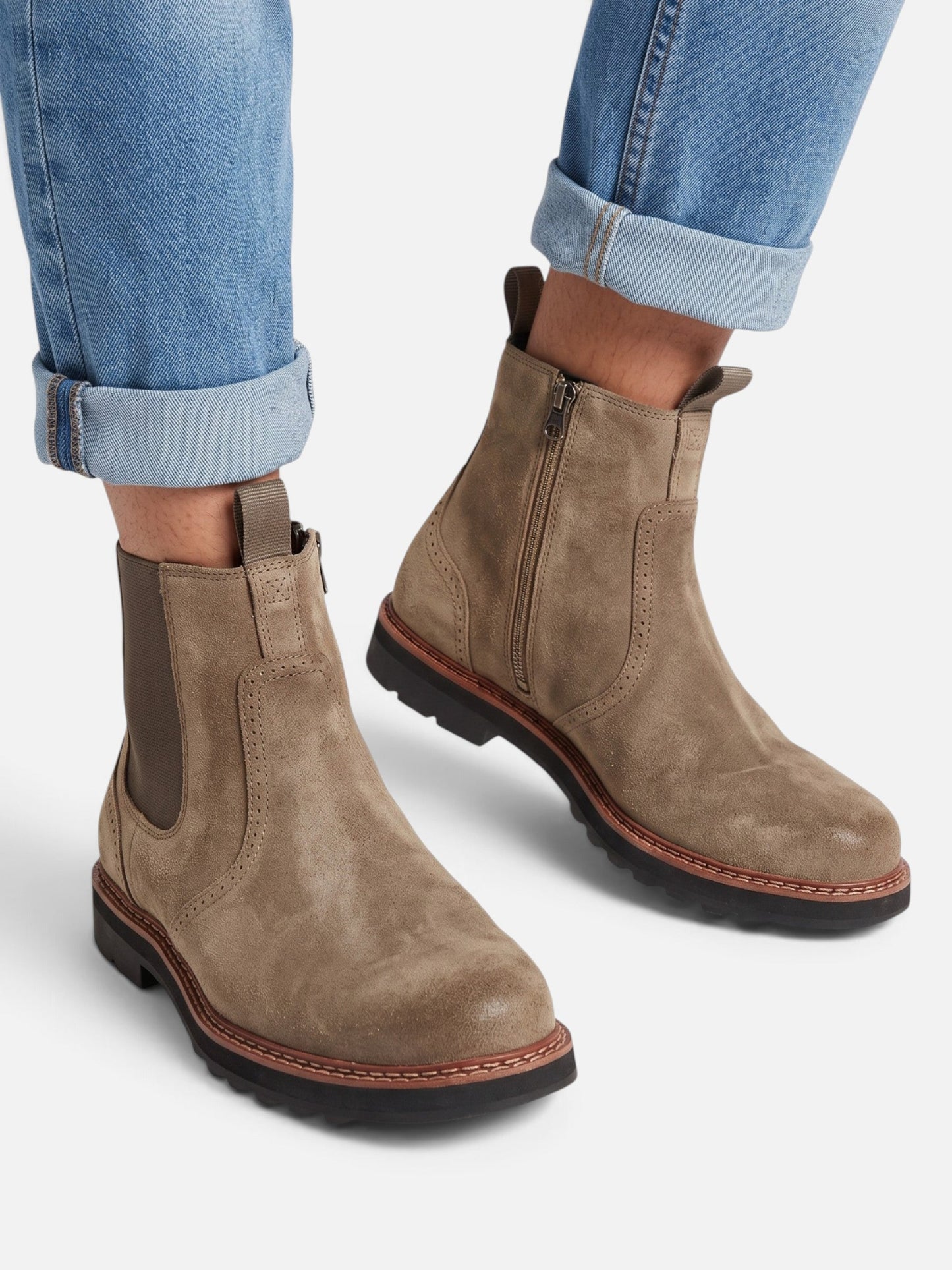 Bottines Chelsea à motif brogue et fermeture éclair pour homme | Idéales pour l'automne