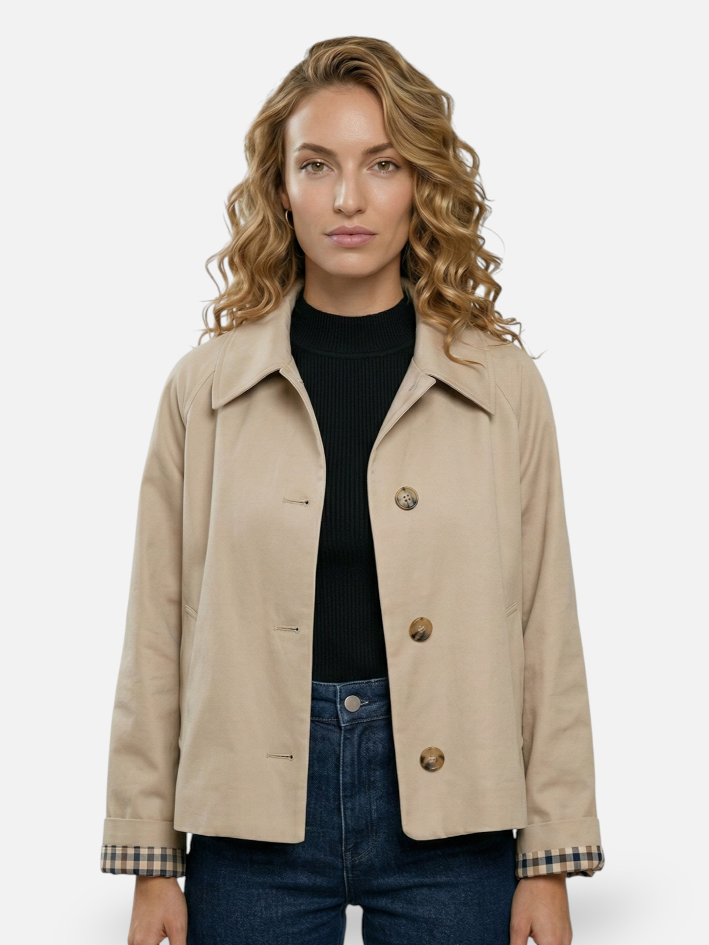 Veste courte à col chemise et fermeture boutonnée pour femme | Idéal pour l'automne