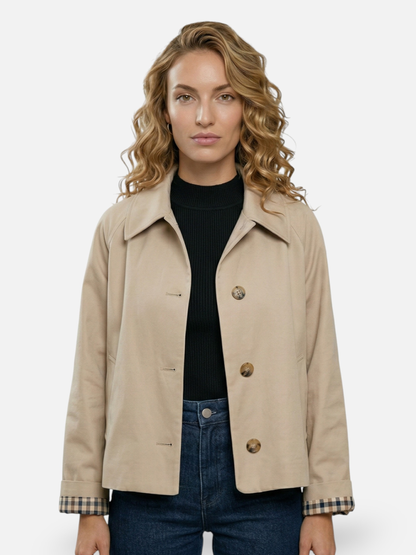 Veste courte à col chemise et fermeture boutonnée pour femme | Idéal pour l'automne