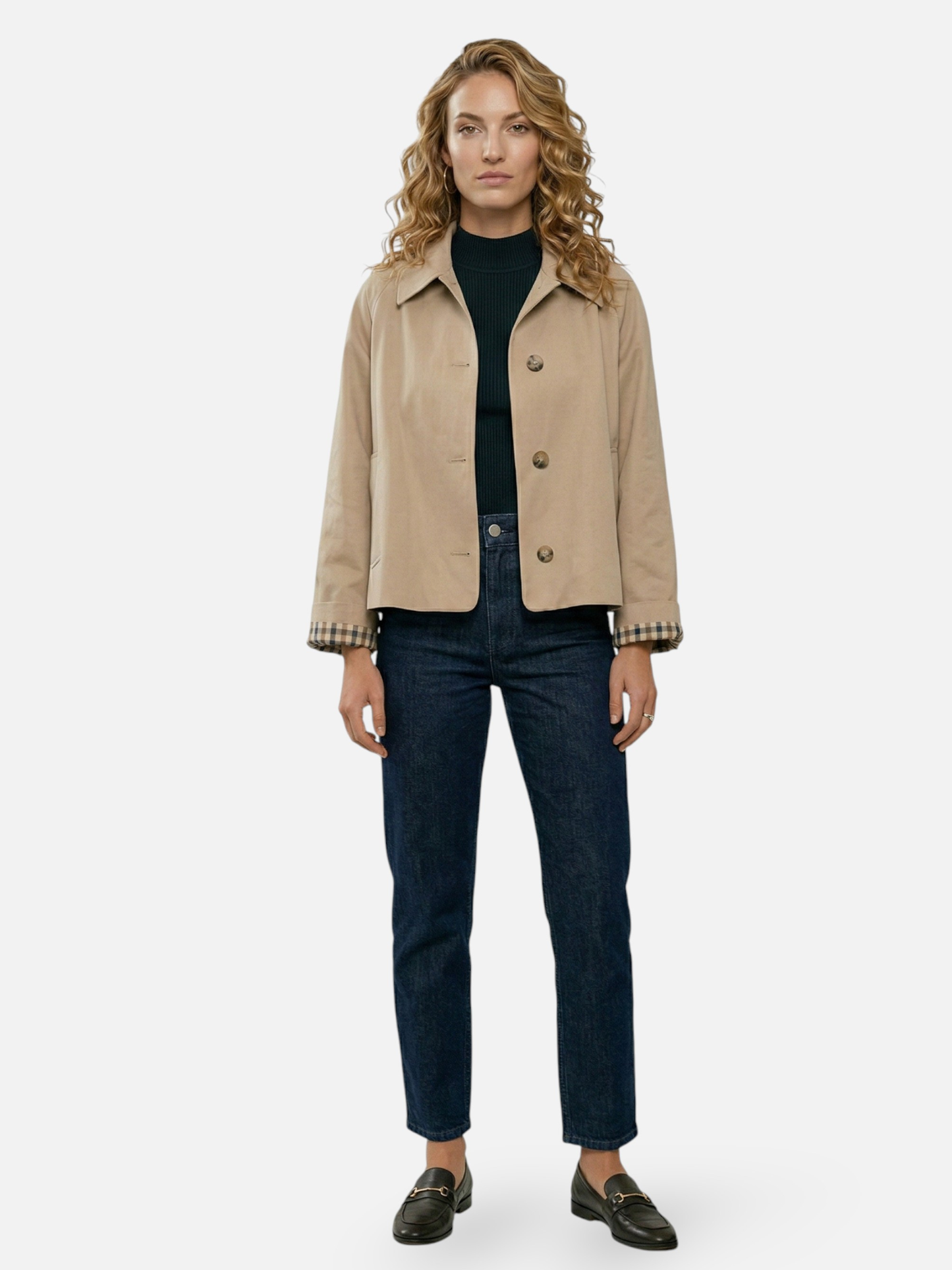 Veste courte à col chemise et fermeture boutonnée pour femme | Idéal pour l'automne
