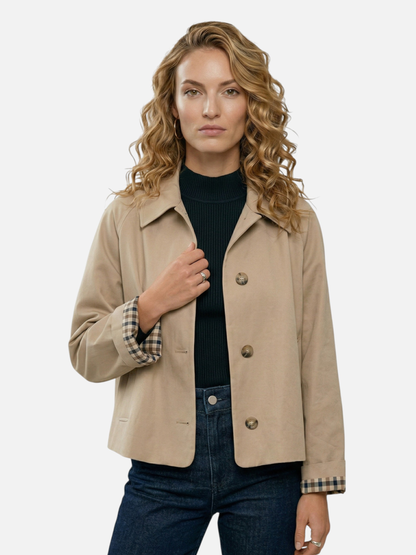 Veste courte à col chemise et fermeture boutonnée pour femme | Idéal pour l'automne
