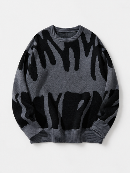 Pull col rond à motif abstrait pour hommes