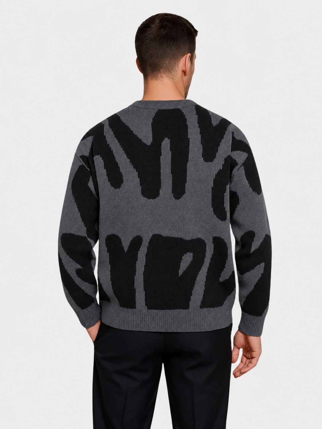 Pull col rond à motif abstrait pour hommes