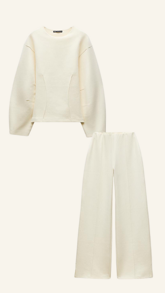 Ensemble Deux Pièces avec Haut Ample Et Pantalon Large Taille Haute pour Femme | Idéal pour La Maison Et Les Sorties Décontractées