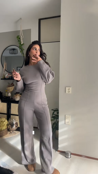 Ensemble Deux Pièces avec Haut Ample Et Pantalon Large Taille Haute pour Femme | Idéal pour La Maison Et Les Sorties Décontractées