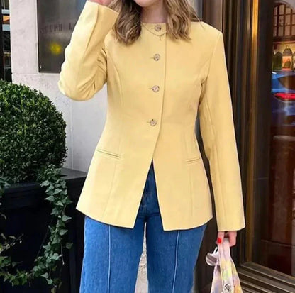 Blazer À Manches Longues Avec Coupe Structurée Pour Femme | Idéal Pour Le Travail Et Les Sorties