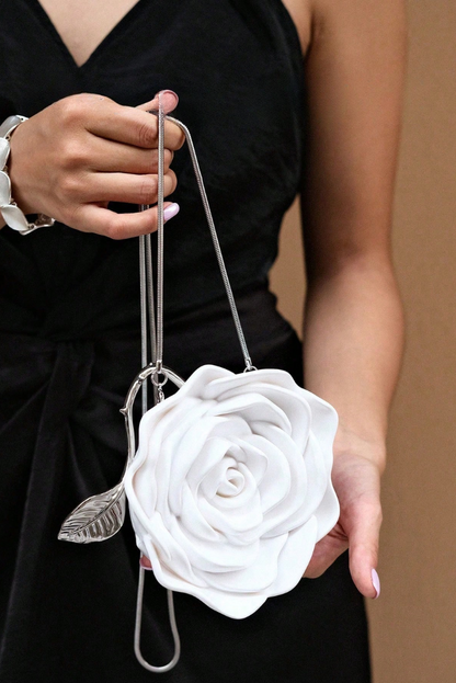 Sac à bandoulière pour femmes en forme de rose avec chaîne | Idéal pour une soirée ou un mariage