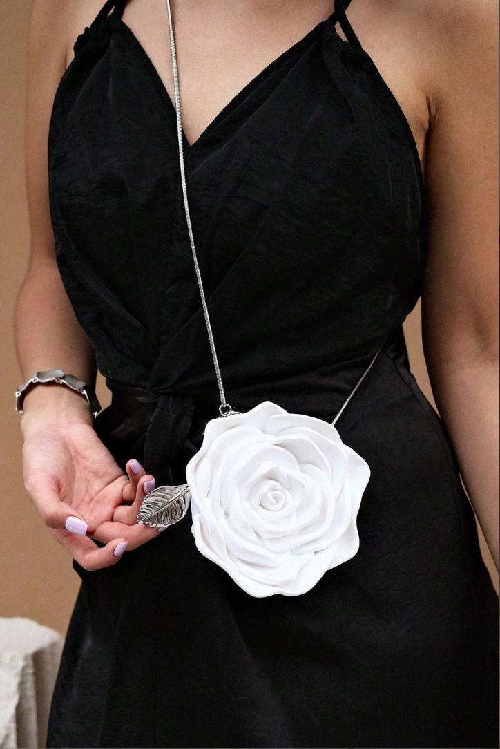 Sac à bandoulière pour femmes en forme de rose avec chaîne | Idéal pour une soirée ou un mariage