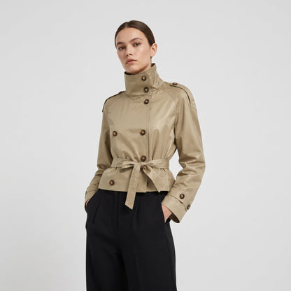 Veste trench courte croisée pour femmes