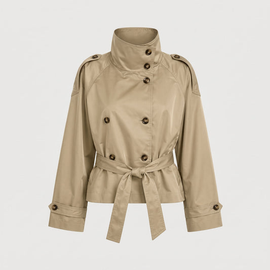 Veste trench courte croisée pour femmes