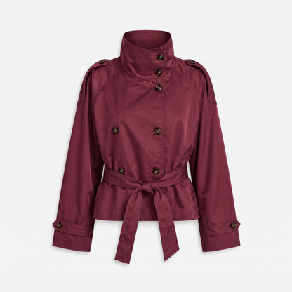 Veste trench courte croisée pour femmes