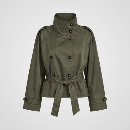 Veste trench courte croisée pour femmes