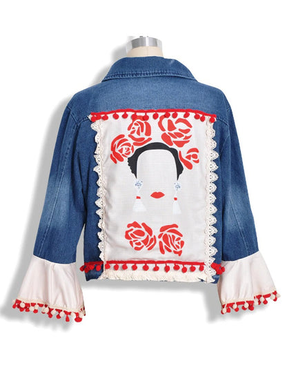 Veste Style Denim avec Col Rabattu et Manches Longues pour Femme | Idéale pour un Usage Quotidien