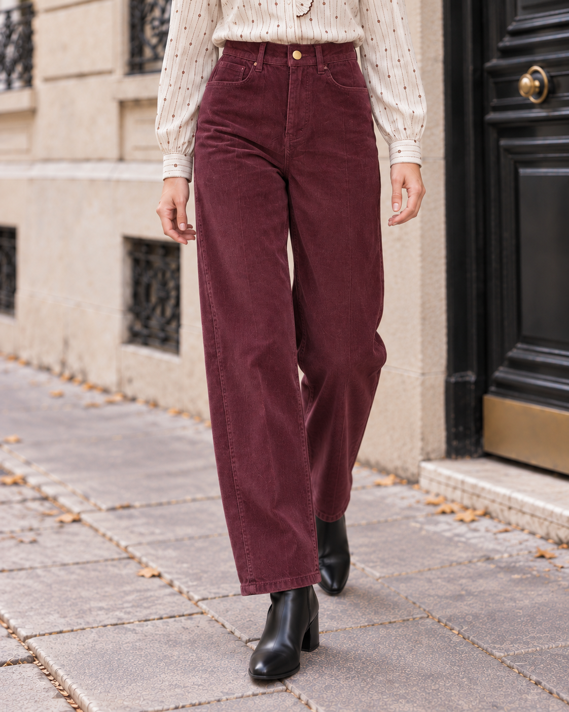 Pantalon droit taille haute pour femmes