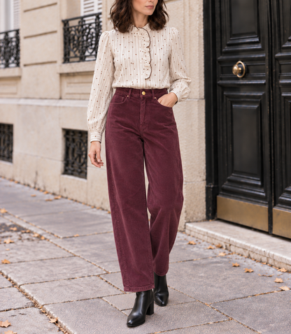 Pantalon droit taille haute pour femmes