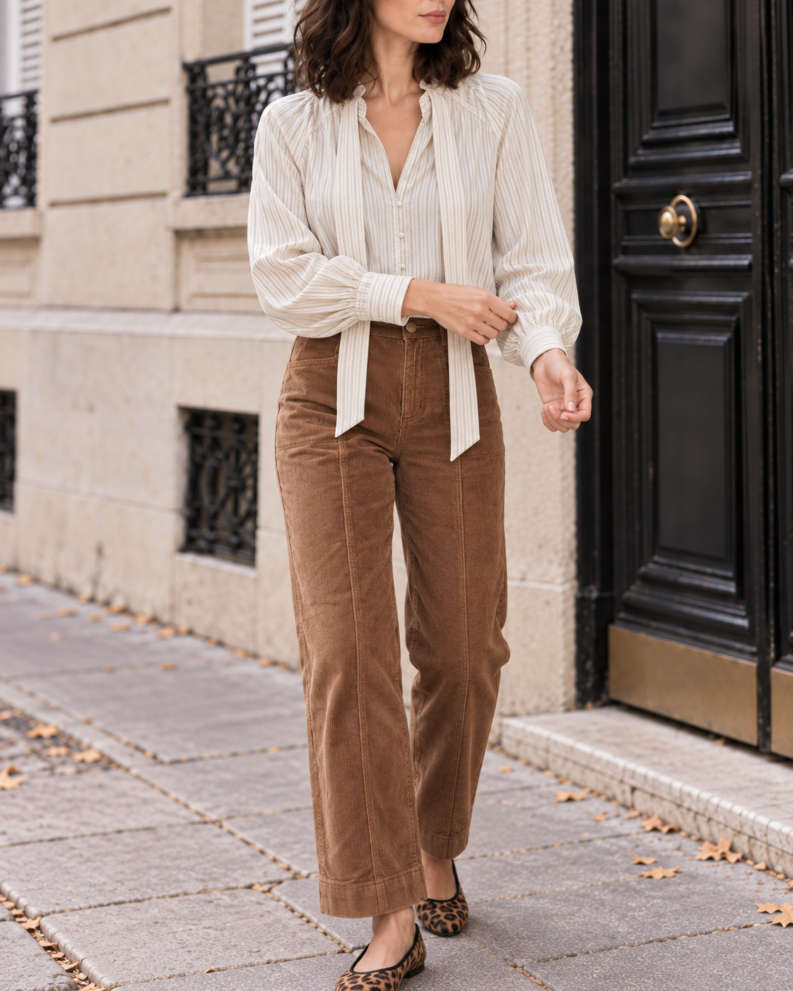 Pantalon flare taille haute pour femmes