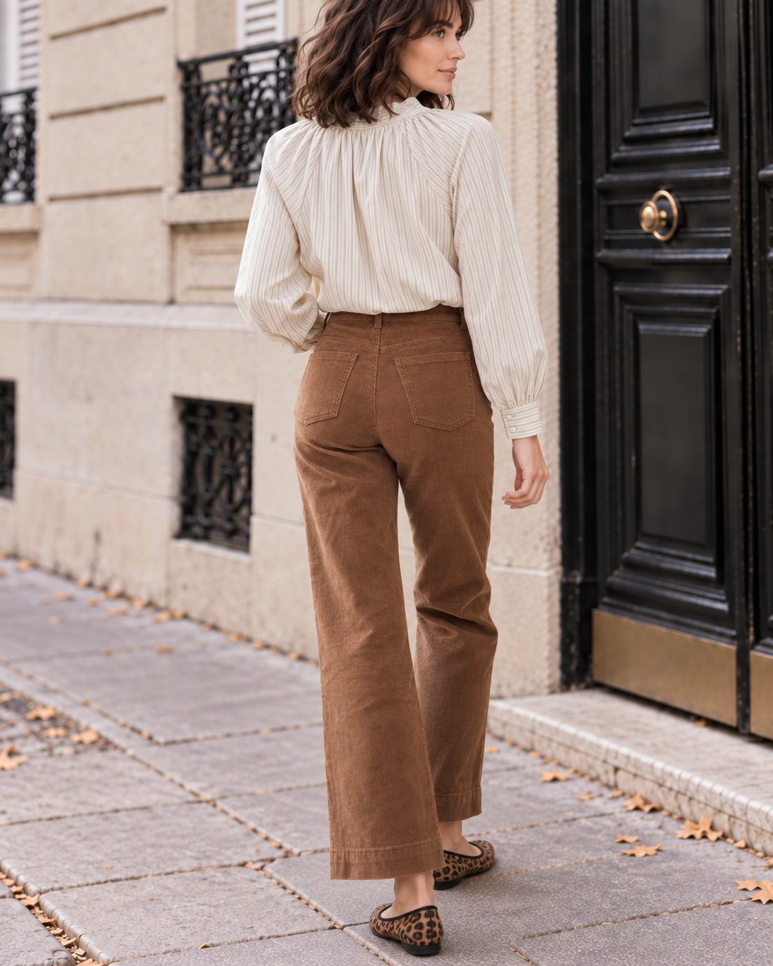Pantalon flare taille haute pour femmes