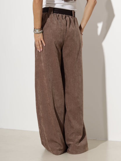 Pantalon large à pinces pour femmes