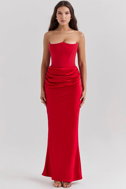Robe Longue Bustier Femme | Corset Structuré | Élégance Soirée
