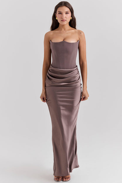 Robe Longue Bustier Femme | Corset Structuré | Élégance Soirée