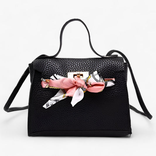 Sac À Main Structuré Avec Foulard Décoratif Et Bandoulière Ajustable Pour Femme | Idéal Pour Usage Quotidien Et Occasions