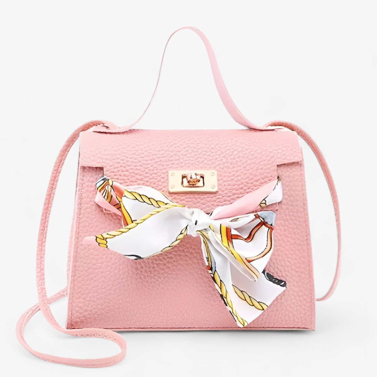 Sac À Main Structuré Avec Foulard Décoratif Et Bandoulière Ajustable Pour Femme | Idéal Pour Usage Quotidien Et Occasions