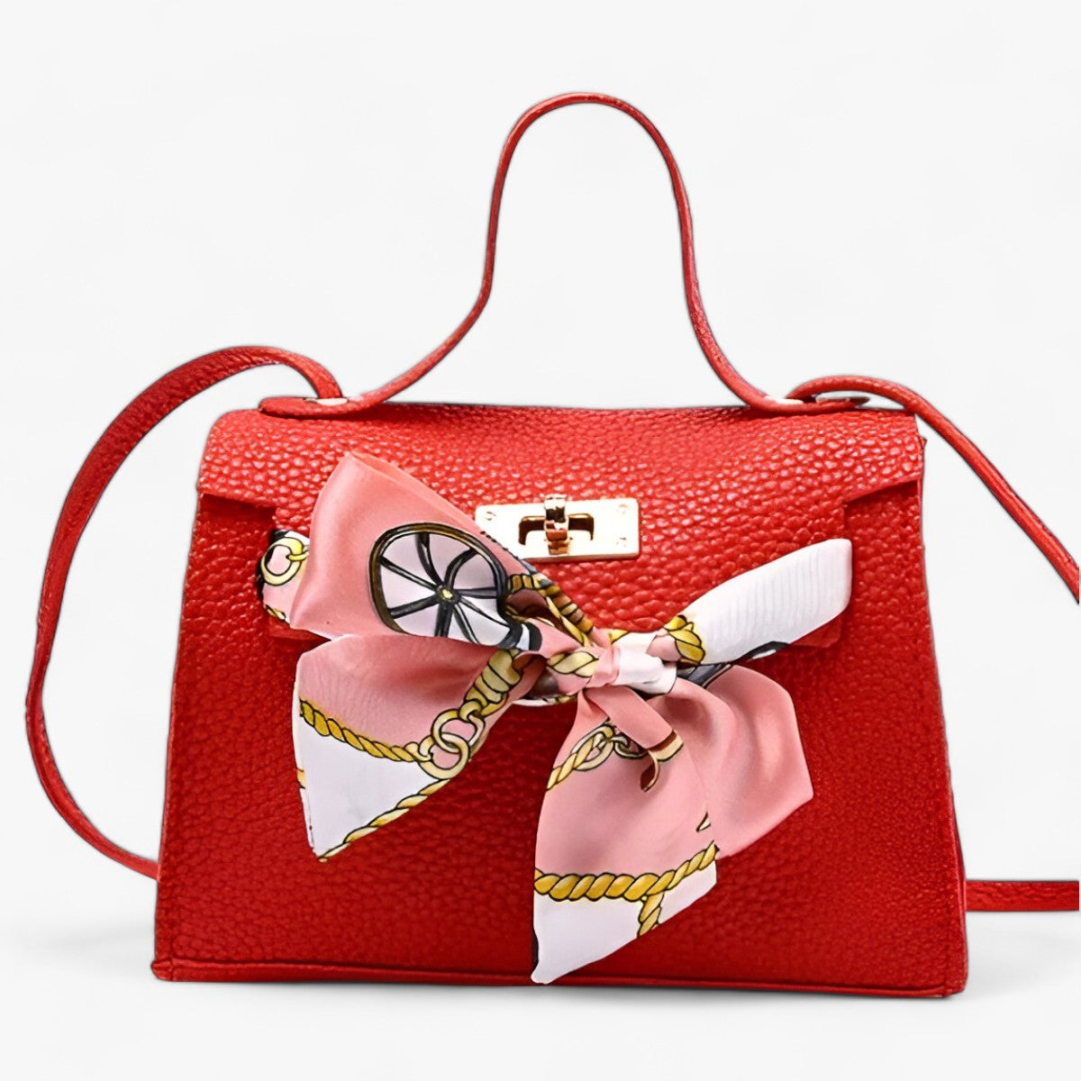 Sac À Main Structuré Avec Foulard Décoratif Et Bandoulière Ajustable Pour Femme | Idéal Pour Usage Quotidien Et Occasions