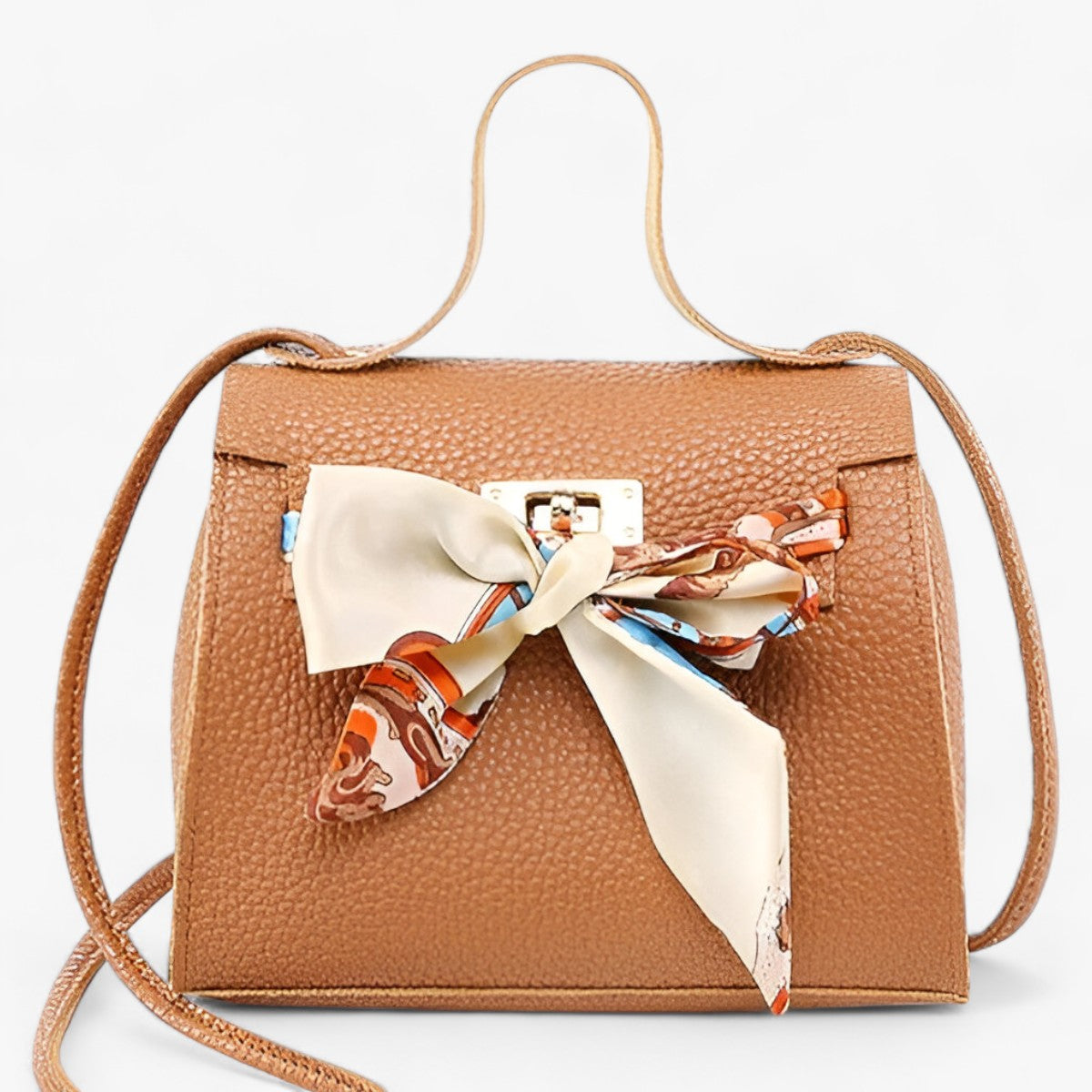Sac À Main Structuré Avec Foulard Décoratif Et Bandoulière Ajustable Pour Femme | Idéal Pour Usage Quotidien Et Occasions