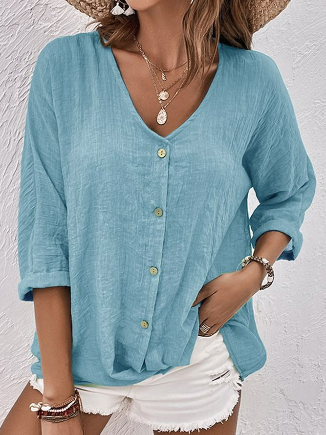 Chemise à Col V avec Coupe Décontractée pour Femme | Idéale pour un Usage Quotidien