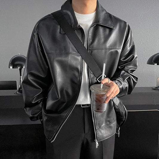 Veste Zippée Rétro avec Col Replié pour Hommes | Idéale pour l’Automne et l’Hiver