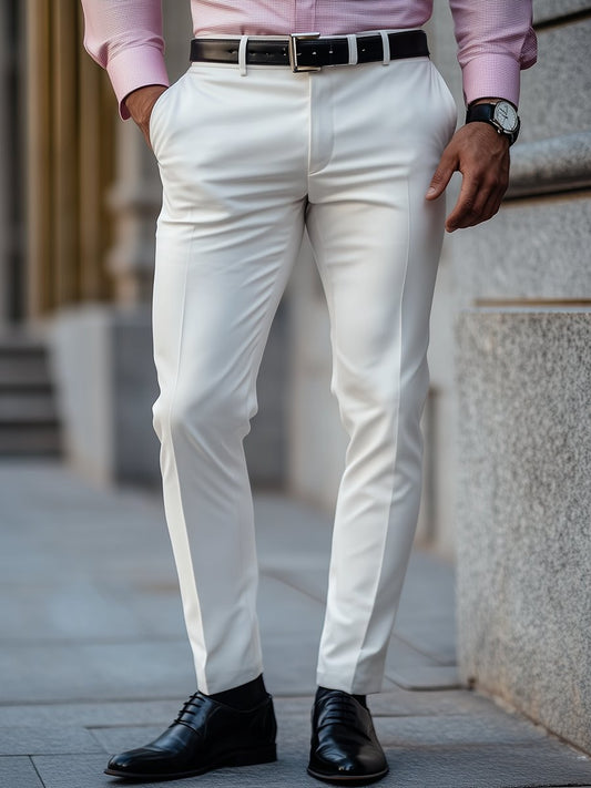 Pantalon de Costume Uni à Coupe Ajustée pour Homme | Idéal pour les Occasions Formelles