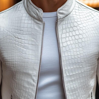 Veste zippée à motif texturé pour hommes