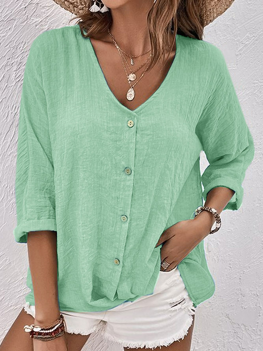 Chemise à Col V avec Coupe Décontractée pour Femme | Idéale pour un Usage Quotidien