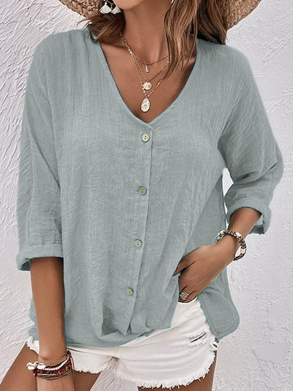 Chemise à Col V avec Coupe Décontractée pour Femme | Idéale pour un Usage Quotidien