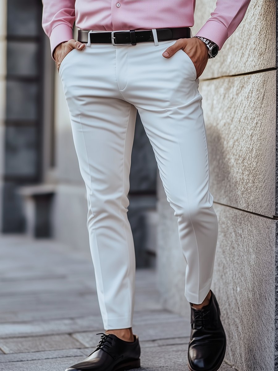 Pantalon De Costume Unicolore avec Coupe Ajustée pour Homme | Idéal pour Les Occasions Formelles