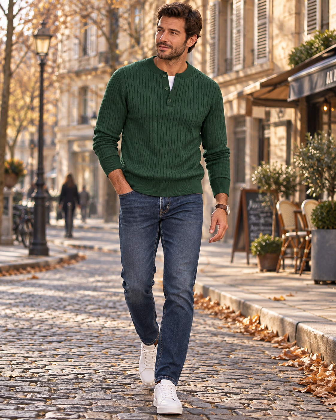Pull à col boutonné pour hommes